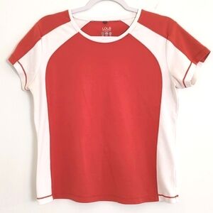 Lole Two-Tone Red and White Short Sleeve Tee